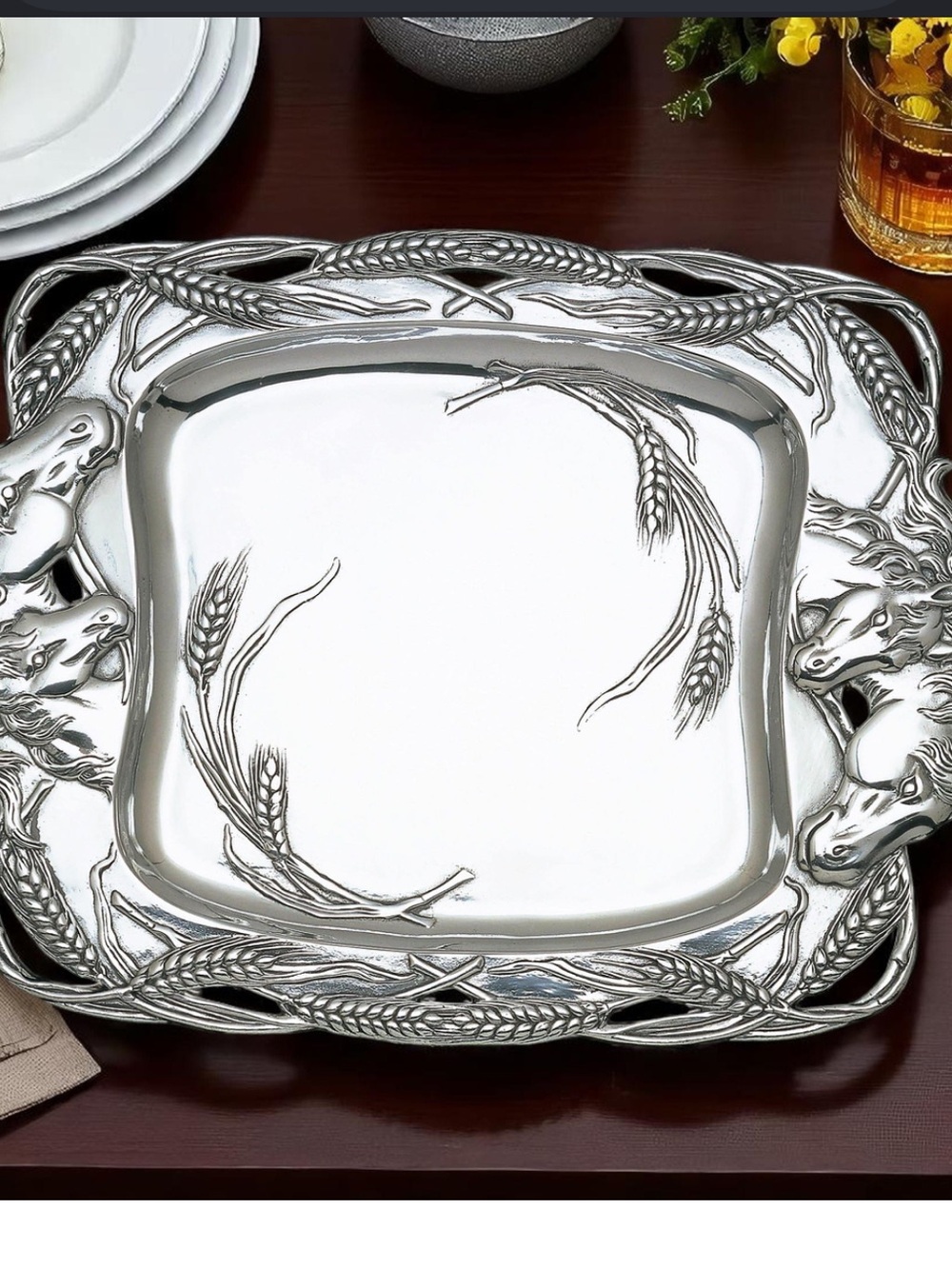 Horse Clutch Tray Arthur Court Equestrian Collection Platter.